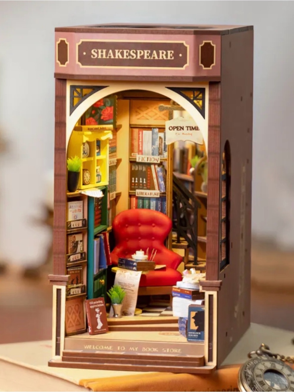 Rolife Book Nook & Wonderland Shakespeare Bookstore DIY Miniature Kit